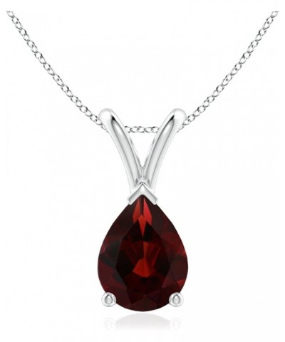 Natural Garnet Solitaire Pendant Necklace for Women, Girls in 14K Solid Gold/Platinum/Sterling Silver | January Birthstone | ...