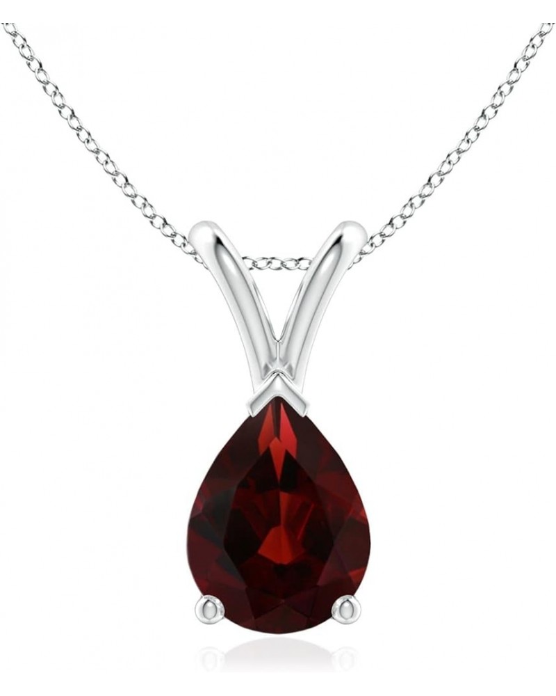 Natural Garnet Solitaire Pendant Necklace for Women, Girls in 14K Solid Gold/Platinum/Sterling Silver | January Birthstone | ...