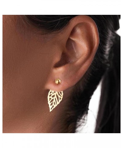 Boho Leaf Earrings Gold Leaf Ear Jacket Earrings Vintage Leaf Studs Earrings Minimalist Leaf Front Back Earrings Jewelry for ...