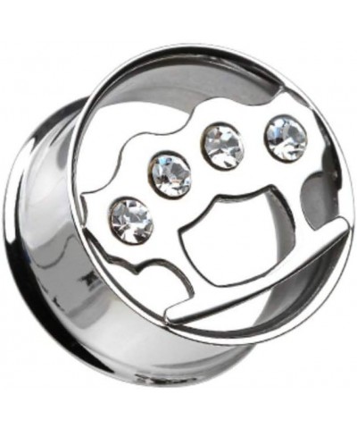 Clear Gem Steel Brass Knuckle Double Flared Ear Gauge Plug 7/16" (11mm) $9.60 Body Jewelry