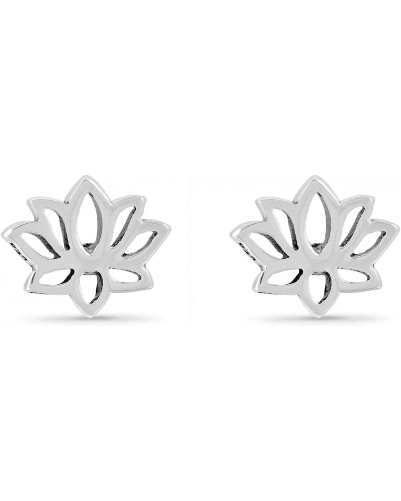 Jewelry Sterling Silver Lotus Blossom Flower Stud Earrings $9.60 Earrings