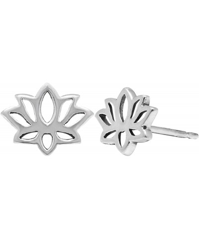 Jewelry Sterling Silver Lotus Blossom Flower Stud Earrings $9.60 Earrings