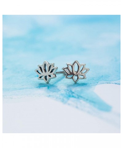 Jewelry Sterling Silver Lotus Blossom Flower Stud Earrings $9.60 Earrings