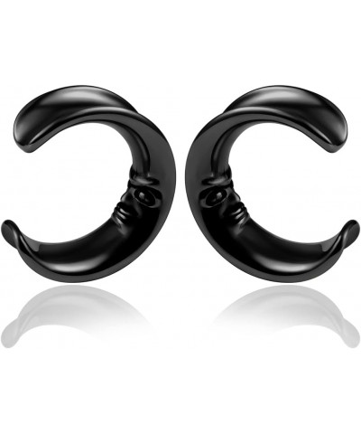 2PCS Cool Moon Opening Hypoallergenic Stainless Steel 0g 2g Plugs Ear Gauges Tunnels Piercing Expander Stretchers Fashion Bod...