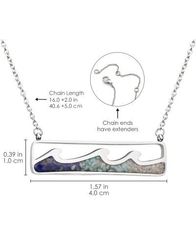 Gemstone Wave Necklace for Women Turquoise Sodalite Tumbled Stone Bar Pendant Necklace Dainty Ocean Wave Necklace for Women G...