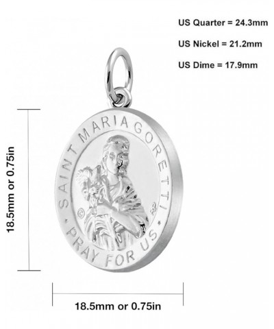 Ladies 925 Sterling Silver 18.5mm Saint Maria Goretti Medal Pendant Necklace, 18in to 24in 24in 1.5mm Box Chain $40.49 Pendants