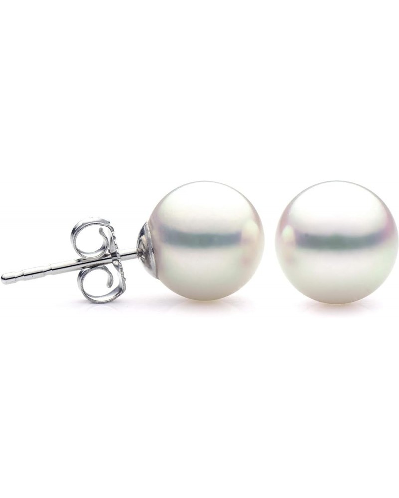 14K Gold 7-7.5mm White Akoya Saltwater Cultured Pearl Stud Earrings, AAAA Quality White Gold $37.20 Earrings