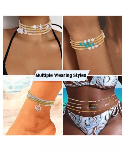 24-39inch African Waist Beads for Women 8Pcs Elastic Belly Beads Colorful Beaded Waist Jewelry Accessories Body Chain Gold 23...