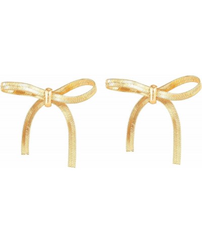 Gold Bow Earrings Long Tassel Drop Dangle Statement Earring Bowknot Jewelry Gift for Women Girls Gold Chain Stud $7.14 Earrings