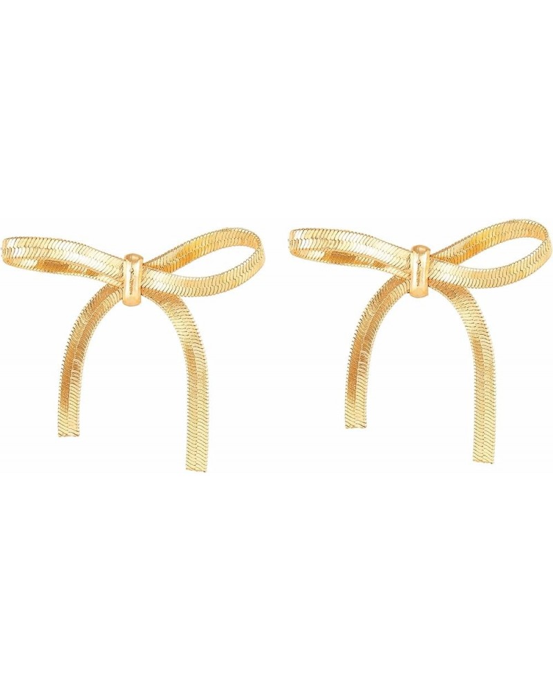 Gold Bow Earrings Long Tassel Drop Dangle Statement Earring Bowknot Jewelry Gift for Women Girls Gold Chain Stud $7.14 Earrings