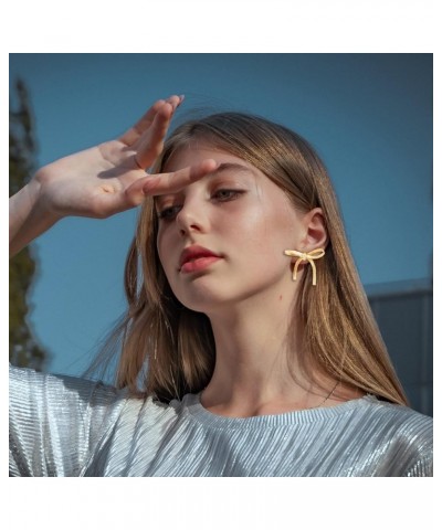 Gold Bow Earrings Long Tassel Drop Dangle Statement Earring Bowknot Jewelry Gift for Women Girls Gold Chain Stud $7.14 Earrings