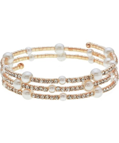 Pearl Bracelets for Women Rhinestone Bracelet Multilayer Pearl Stretch Bracelet Faux Pearl Stretch Bracelets Crystal Pearl Br...