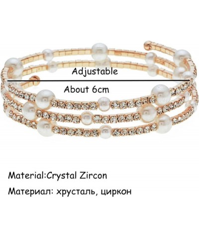 Pearl Bracelets for Women Rhinestone Bracelet Multilayer Pearl Stretch Bracelet Faux Pearl Stretch Bracelets Crystal Pearl Br...