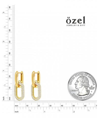 Chain Link Earrings for Women 14K Gold Plated Paperclip Link Earrings CZ Paved Drop Dangle Earrings G3C0807-1 $11.96 Earrings