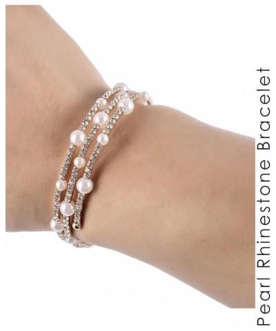 Pearl Bracelets for Women Rhinestone Bracelet Multilayer Pearl Stretch Bracelet Faux Pearl Stretch Bracelets Crystal Pearl Br...