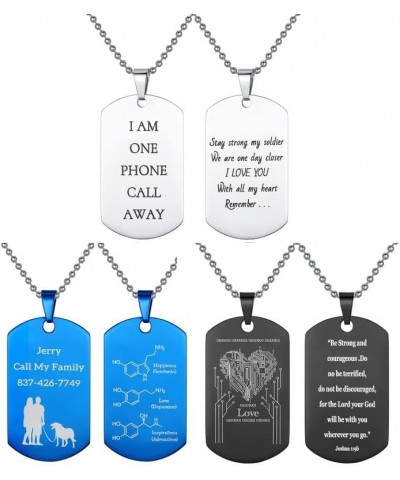 AIbeads Personalized Dog Tag Engrave Text Font Memorial, Custom Stainless Steel Necklace,Unique Military Style Gift to Boyfri...