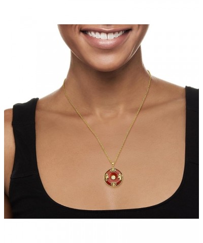 Good Fortune Butterfly Pendant Necklace in 18kt Gold Over Sterling Red Jade 18.0 Inches $34.32 Necklaces