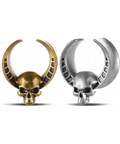 2PCS Opening Saddle Ear Tunnel Skull Horns Plug Ear Gauges Piercing Expander Studs Stretchers Fashion Body Piercing Jewelry E...