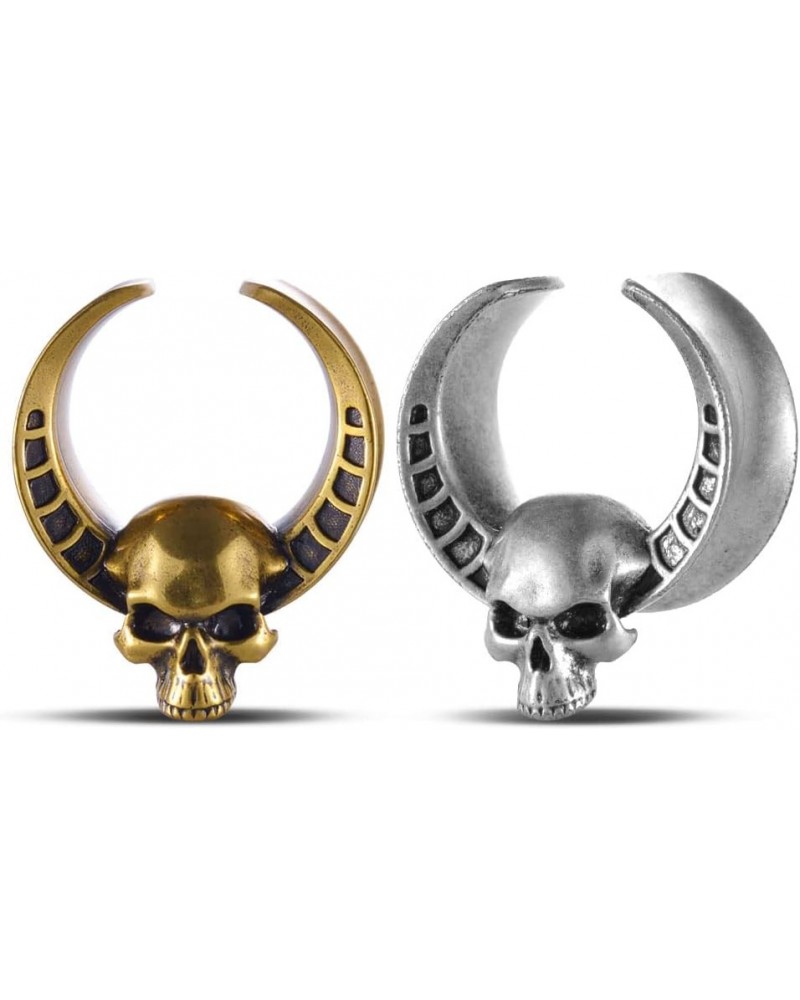 2PCS Opening Saddle Ear Tunnel Skull Horns Plug Ear Gauges Piercing Expander Studs Stretchers Fashion Body Piercing Jewelry E...