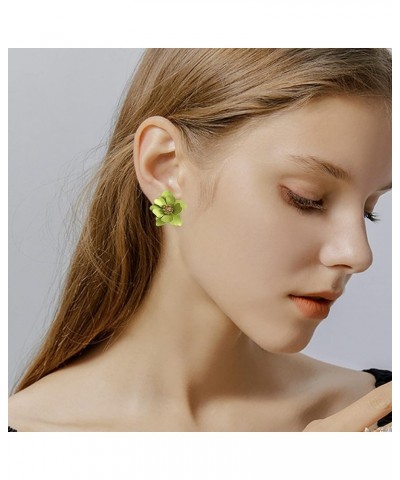 Chic Cute Boho Matte Flower Statement Stud Earrings with Gold Flower Bud for Women Sister Mom Lover and Friends Green $5.71 E...