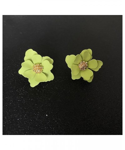 Chic Cute Boho Matte Flower Statement Stud Earrings with Gold Flower Bud for Women Sister Mom Lover and Friends Green $5.71 E...