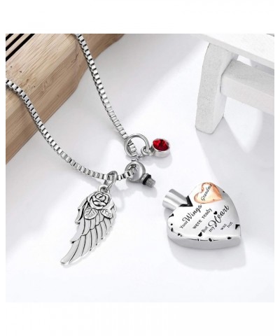 Cremation Urn Necklace Comes With Angel Wing And 12 Birthstones Ashes Jewelry Heart Memorial Pendant Grandma $9.89 Necklaces