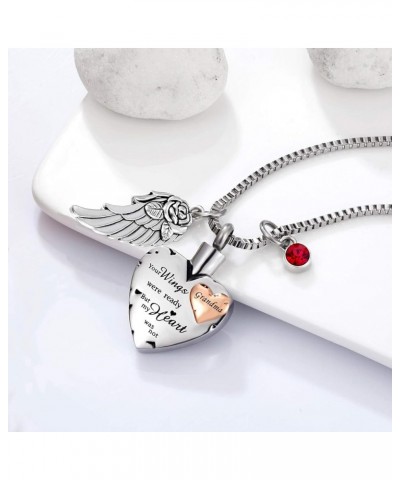 Cremation Urn Necklace Comes With Angel Wing And 12 Birthstones Ashes Jewelry Heart Memorial Pendant Grandma $9.89 Necklaces