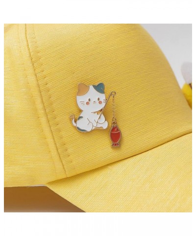 2 Pcs Cat Fishing Brooch Cat Brooch Enamel Brooch Badge Pin Collar Bag Backpack Decoration Badge Pins All-match Clothing Acce...