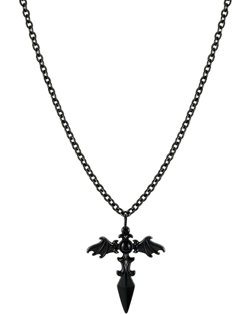 Gothic Star of David Hexagram Crescent Moon Heart Cross Wing Star Pendant Necklace for Men Women Bat Wing Cross $7.00 Necklaces