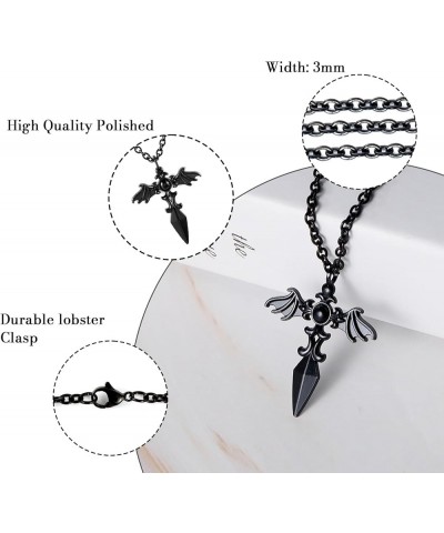 Gothic Star of David Hexagram Crescent Moon Heart Cross Wing Star Pendant Necklace for Men Women Bat Wing Cross $7.00 Necklaces