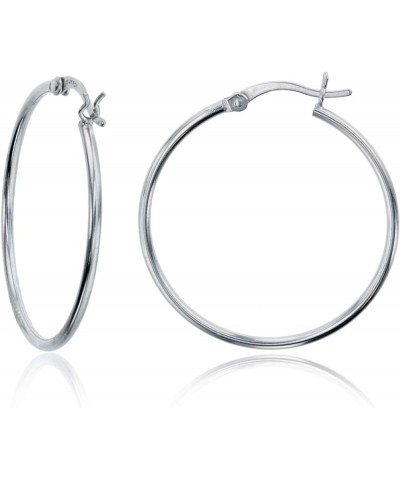 Solid 925 Sterling Silver High Polished Hypoallergenic Hoop Earring Set for Women | 1.25mm- 4mm Thick Hoops | Secure Clip Top...