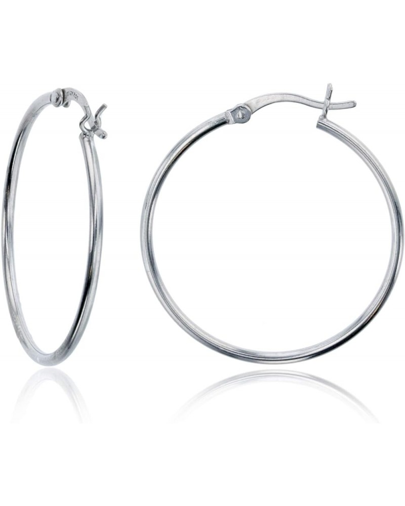 Solid 925 Sterling Silver High Polished Hypoallergenic Hoop Earring Set for Women | 1.25mm- 4mm Thick Hoops | Secure Clip Top...