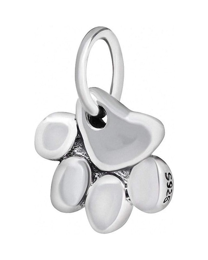 Paw Print Animal Charms 925 Sterling Silver Dangle Large Hole Beads for Pandora European Bracelet $10.59 Bracelets