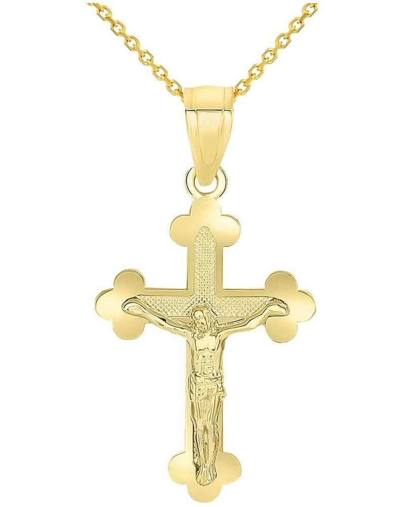 14k Yellow Gold Eastern Orthodox Cross Crucifix Charm Pendant with Cable Rolo Necklace 22.0 Inches $46.50 Necklaces