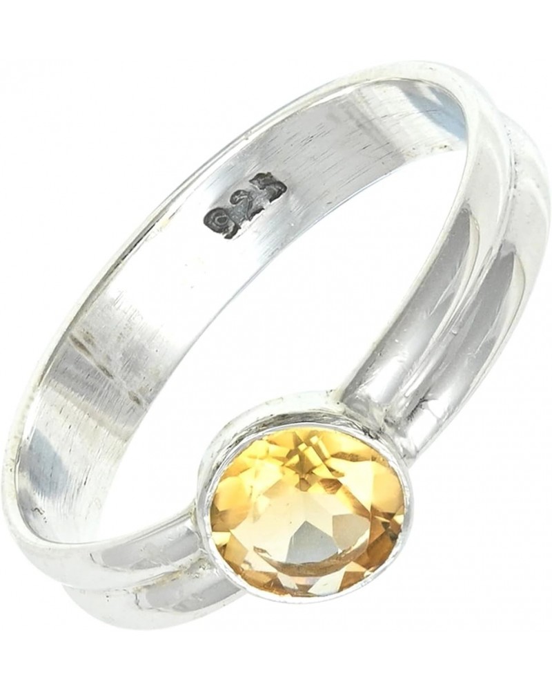 Silver Gemstone Silver Band Ring for Women Solid 925 Sterling Silver Ring Handmade Jewelry ERG-133 Citrine $14.62 Rings