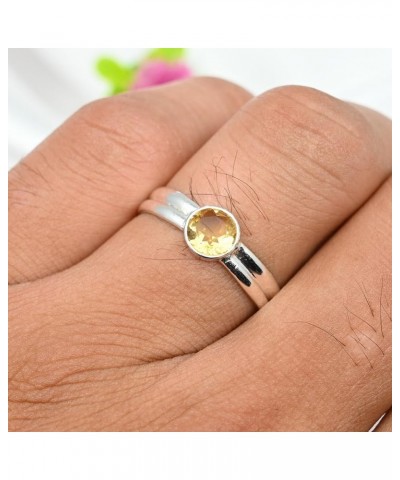 Silver Gemstone Silver Band Ring for Women Solid 925 Sterling Silver Ring Handmade Jewelry ERG-133 Citrine $14.62 Rings