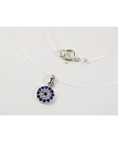 Evil Eye Charm Nylon Necklace. Floating Illusion. Invisible Line. Translucent Necklace, Fishing Line 16.0 Inches $10.04 Neckl...