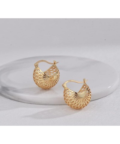 Unique Small Cage Filigree Dangle Drop Gold Hoop Earrings for Women Girls Teens Huggie Hoops 14K Gold Filled Hypoallergenic S...