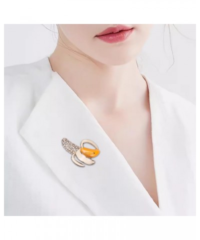 1Pcs Rhinestone Banana Brooch for Women Cute Fruit Pin Enamel Lapel Pin Perfect for Any Outfit $5.93 Brooches & Pins