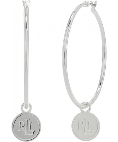 Logo Hoop Earrings One Size Silver $14.13 Earrings