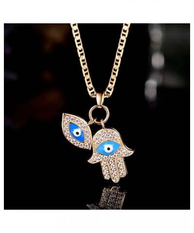 18K Gold Plated Crystal Evil Eye Hamsa Pendant Necklace for Women 18 $12.60 Necklaces