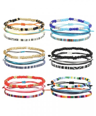 18 Pcs Boho Surfer Bracelet Anklet，Adjustable Waterproof Surfer Beach Anklet ，Unisex Handmade Braided Bracelet Colorful Ankle...