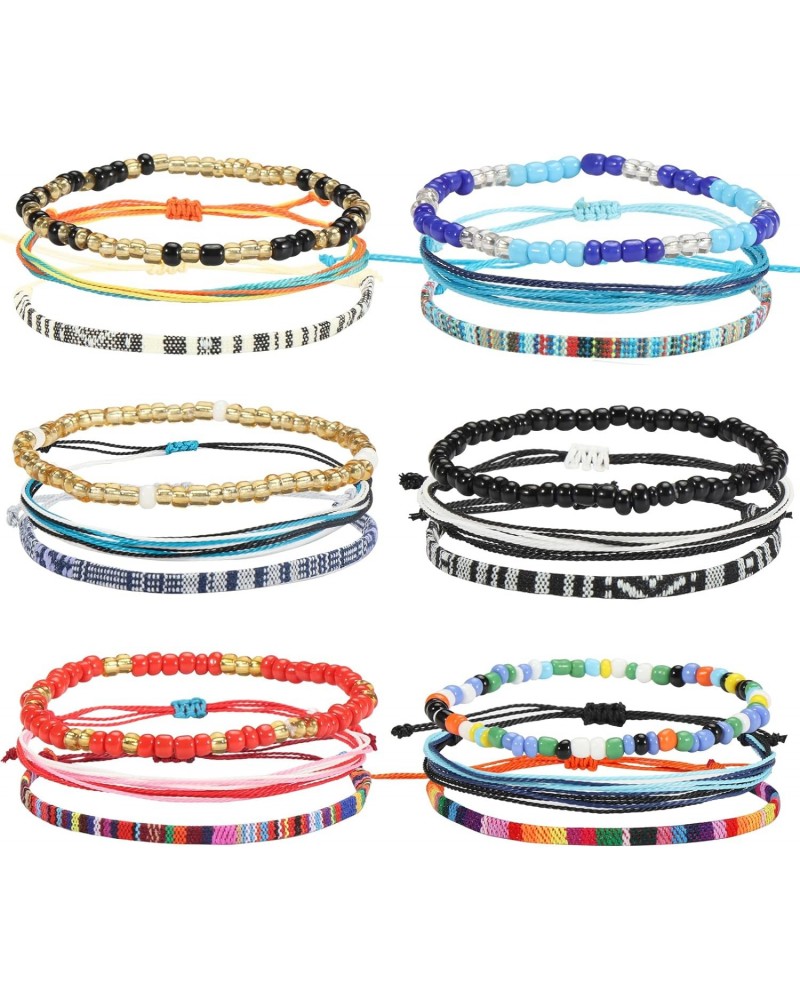 18 Pcs Boho Surfer Bracelet Anklet，Adjustable Waterproof Surfer Beach Anklet ，Unisex Handmade Braided Bracelet Colorful Ankle...