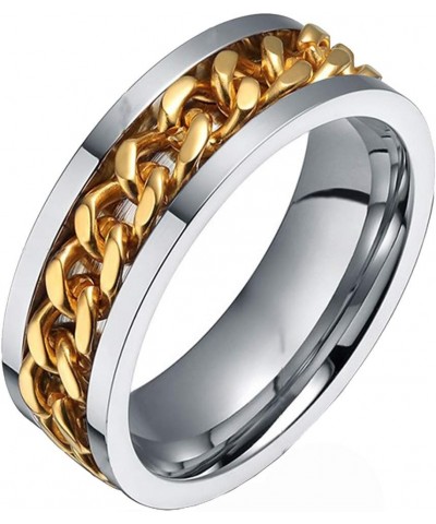 Men Women Stainless Steel 8MM Class Spinner Chain Worry Ring Band for Anxiety People Silver Gold $6.64 Rings