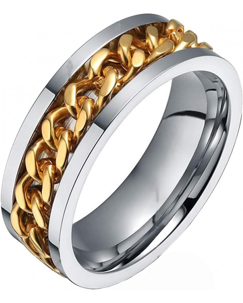 Men Women Stainless Steel 8MM Class Spinner Chain Worry Ring Band for Anxiety People Silver Gold $6.64 Rings