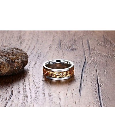 Men Women Stainless Steel 8MM Class Spinner Chain Worry Ring Band for Anxiety People Silver Gold $6.64 Rings