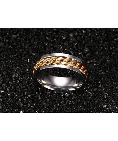 Men Women Stainless Steel 8MM Class Spinner Chain Worry Ring Band for Anxiety People Silver Gold $6.64 Rings