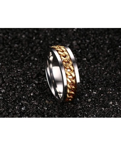 Men Women Stainless Steel 8MM Class Spinner Chain Worry Ring Band for Anxiety People Silver Gold $6.64 Rings