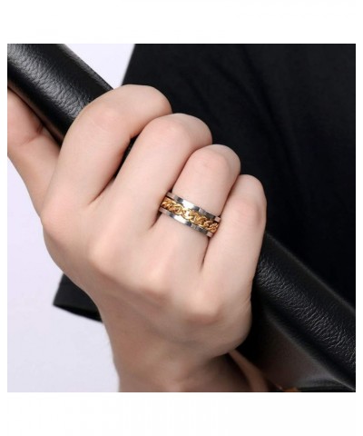 Men Women Stainless Steel 8MM Class Spinner Chain Worry Ring Band for Anxiety People Silver Gold $6.64 Rings