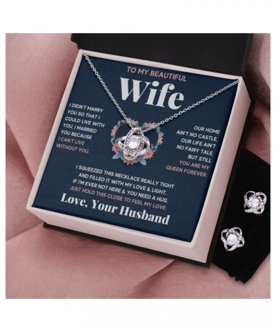 Wife Necklace Gift From Husband To My Badass Wife Crown Love Knot Pendant Valentines Day Anniversary Jewelry With Message Car...